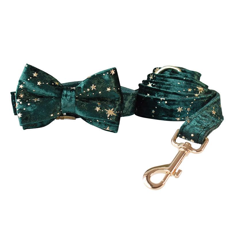 Green Star Fleece Pet Collar Bow Tie - Stylish And Comfortable Dog Accessory-6