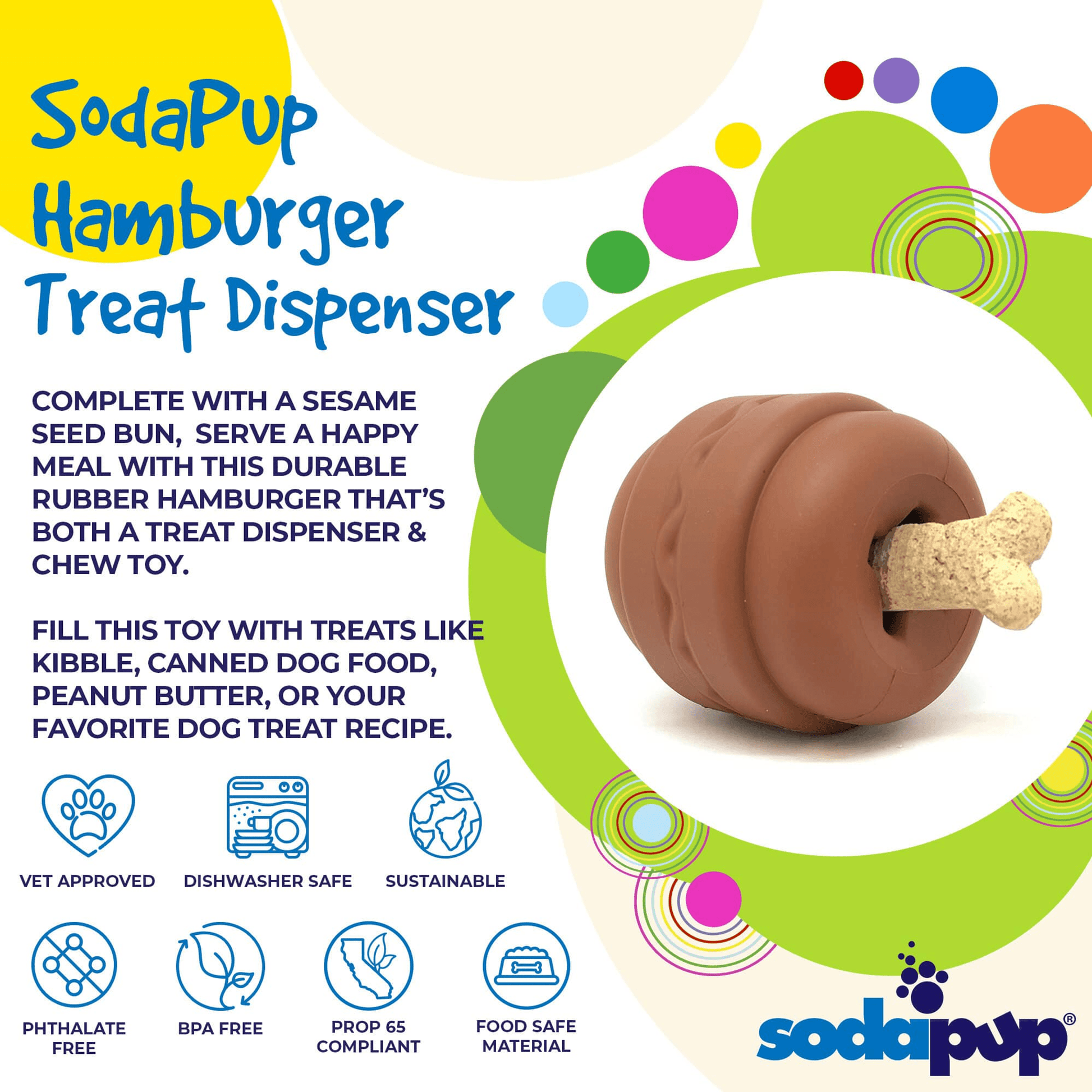 Durable Hamburger Chew Toy and Treat Dispenser for Dogs-3