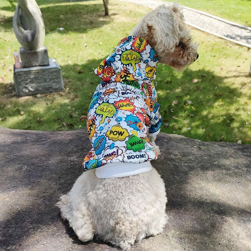 Graffiti Print Pet Hoodie - Stylish Two-Legged Clothing For Dogs-3
