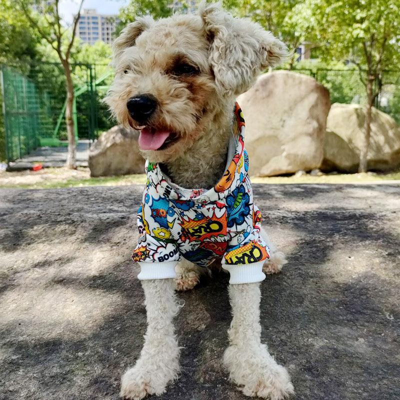Graffiti Print Pet Hoodie - Stylish Two-Legged Clothing For Dogs-4