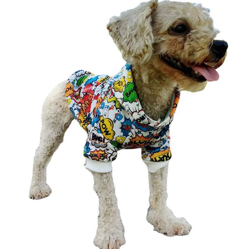 Graffiti Print Pet Hoodie - Stylish Two-Legged Clothing For Dogs-1