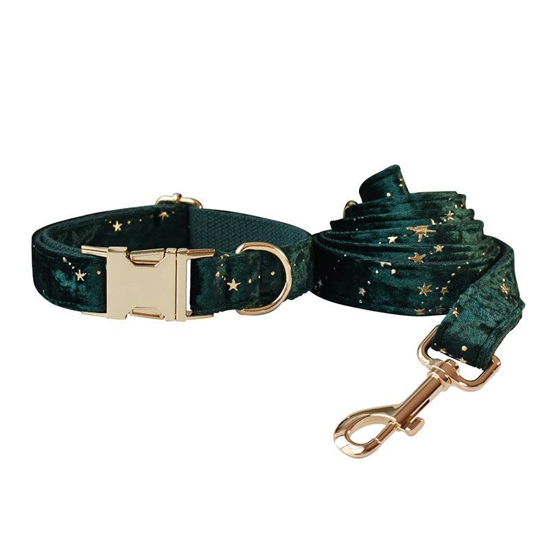 Green Star Fleece Pet Collar Bow Tie - Stylish And Comfortable Dog Accessory-4